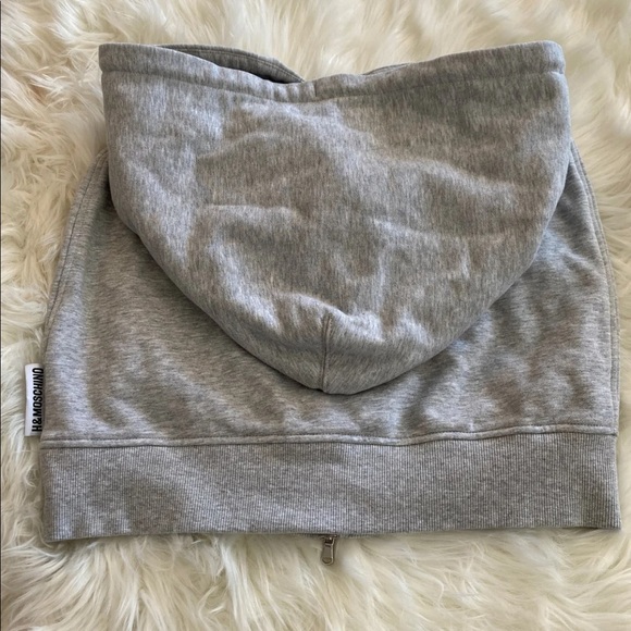 H&M X Moschino H&Moschino Grey Gray Skirt Hooded Drawstring Zip Size 6 - Picture 5 of 6